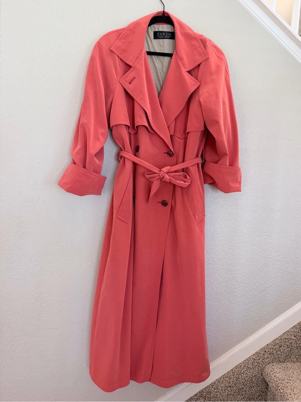 Vintage Sanyo Carol Cohen Coral Trench Coat